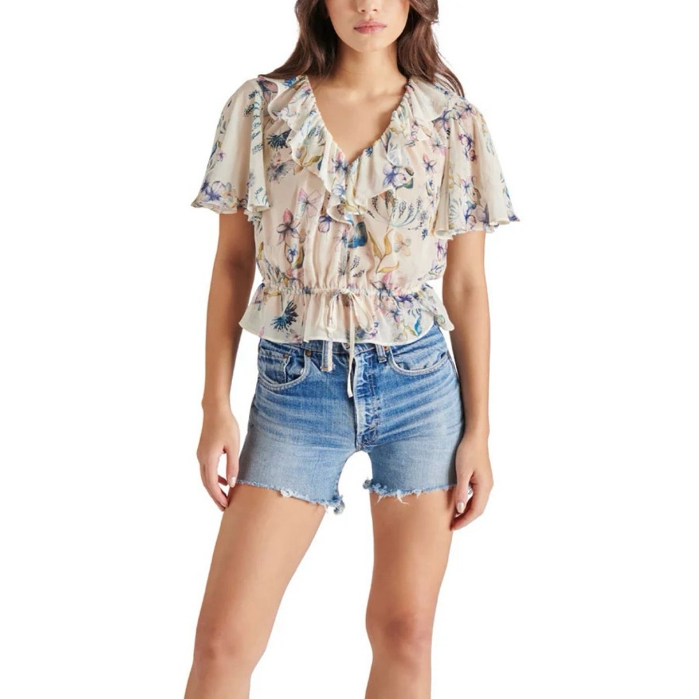 NWT Steve Madden Brighton Floral Ruffle Top